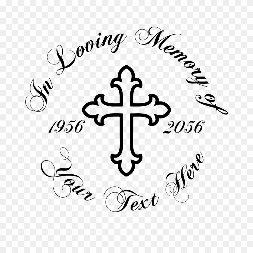 In Loving Memory Cross Decal Style Cross Clipart Black And White Text