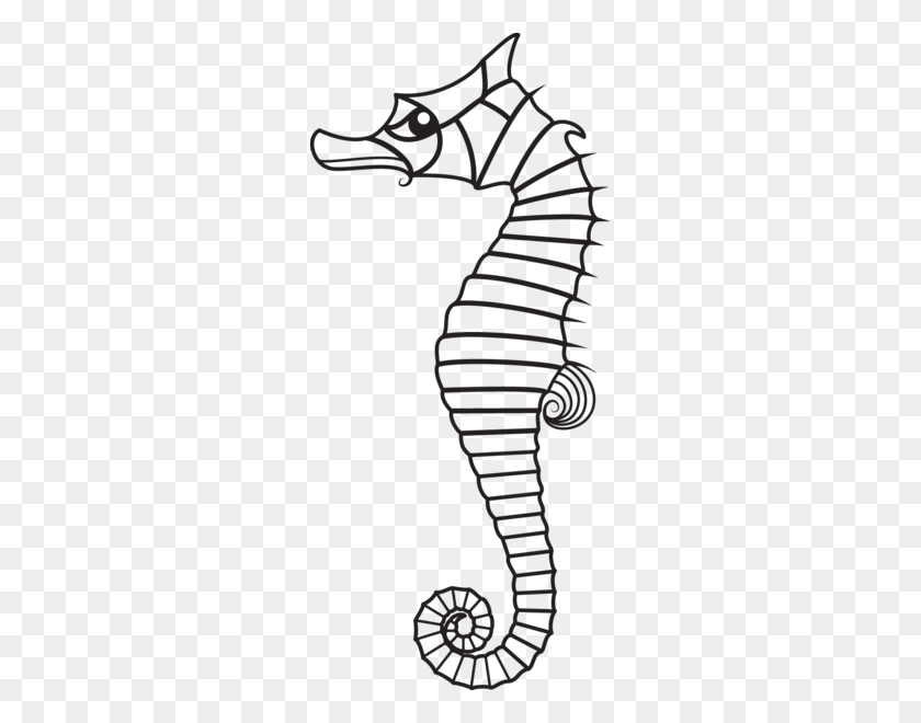 273x600 Seahorse Black And White Clipart