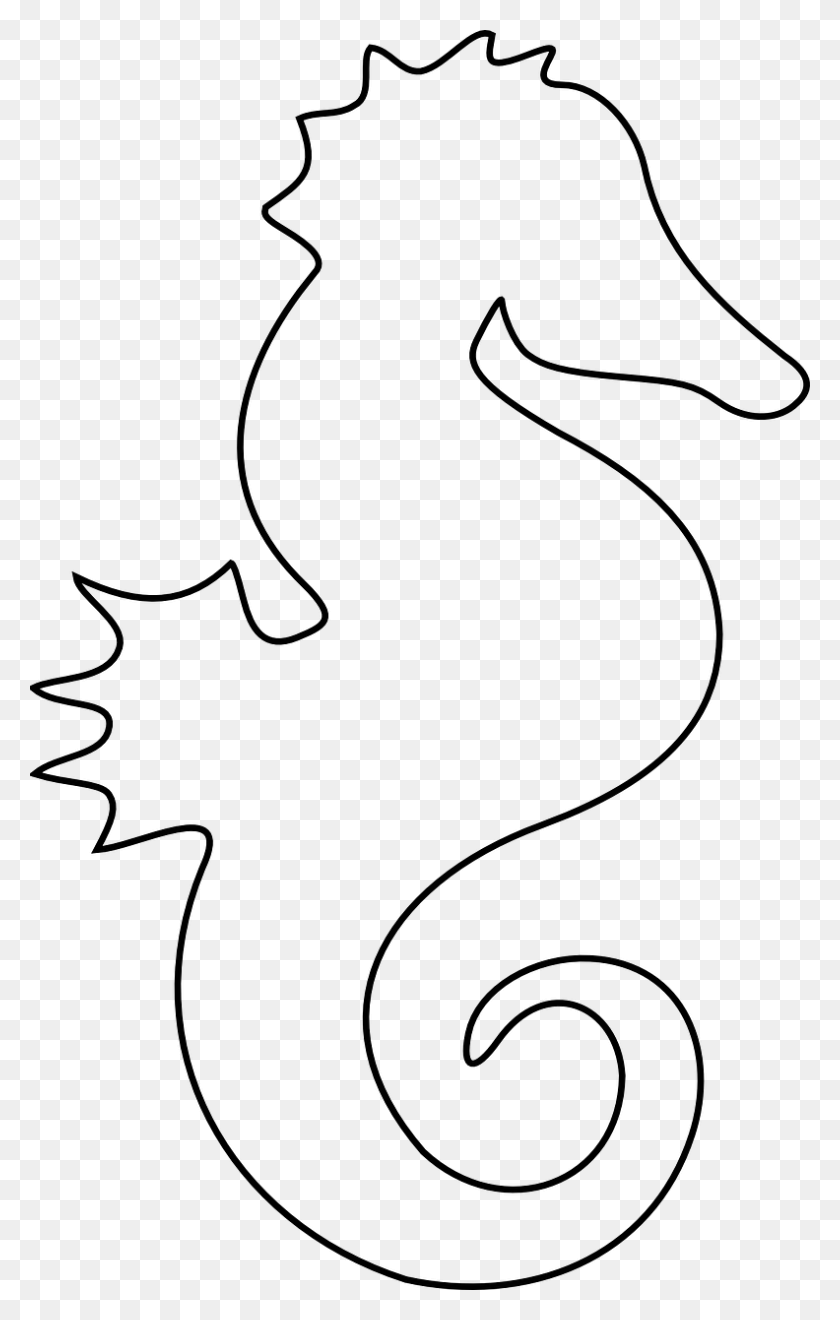 792x1280 Seahorse Black And White Clipart