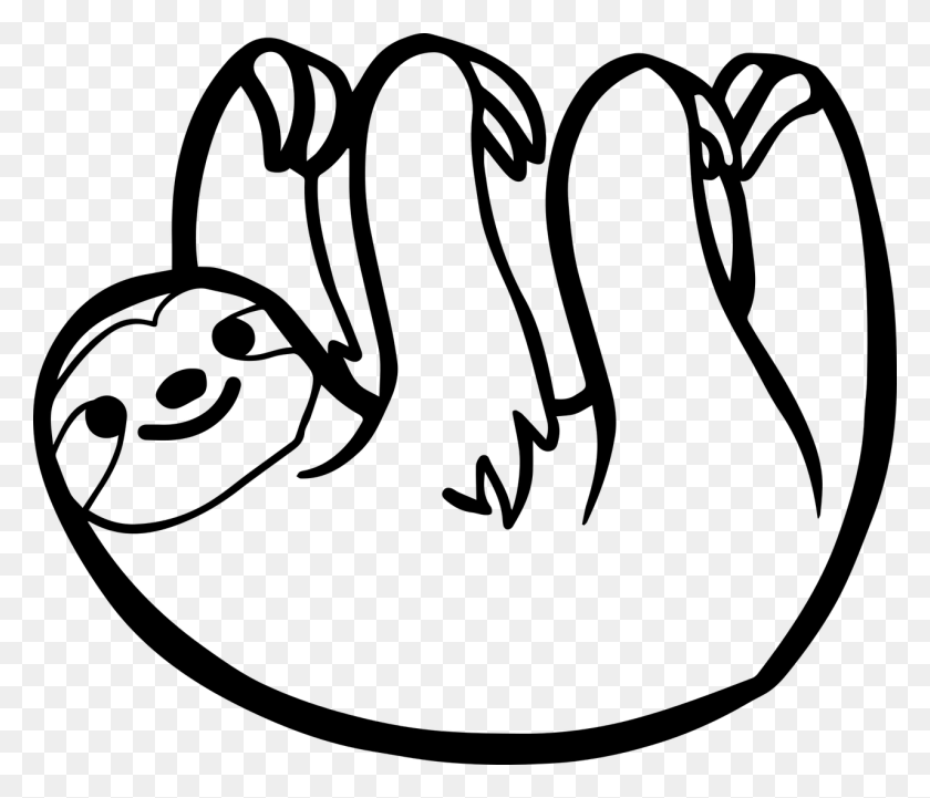 1280x1085 Sloth Clipart Black And White