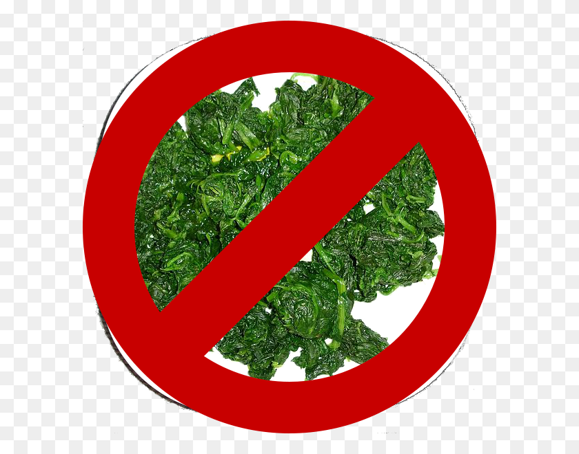 600x600 A Boiled Spinach Below A Prohibit Sign - Spinach PNG