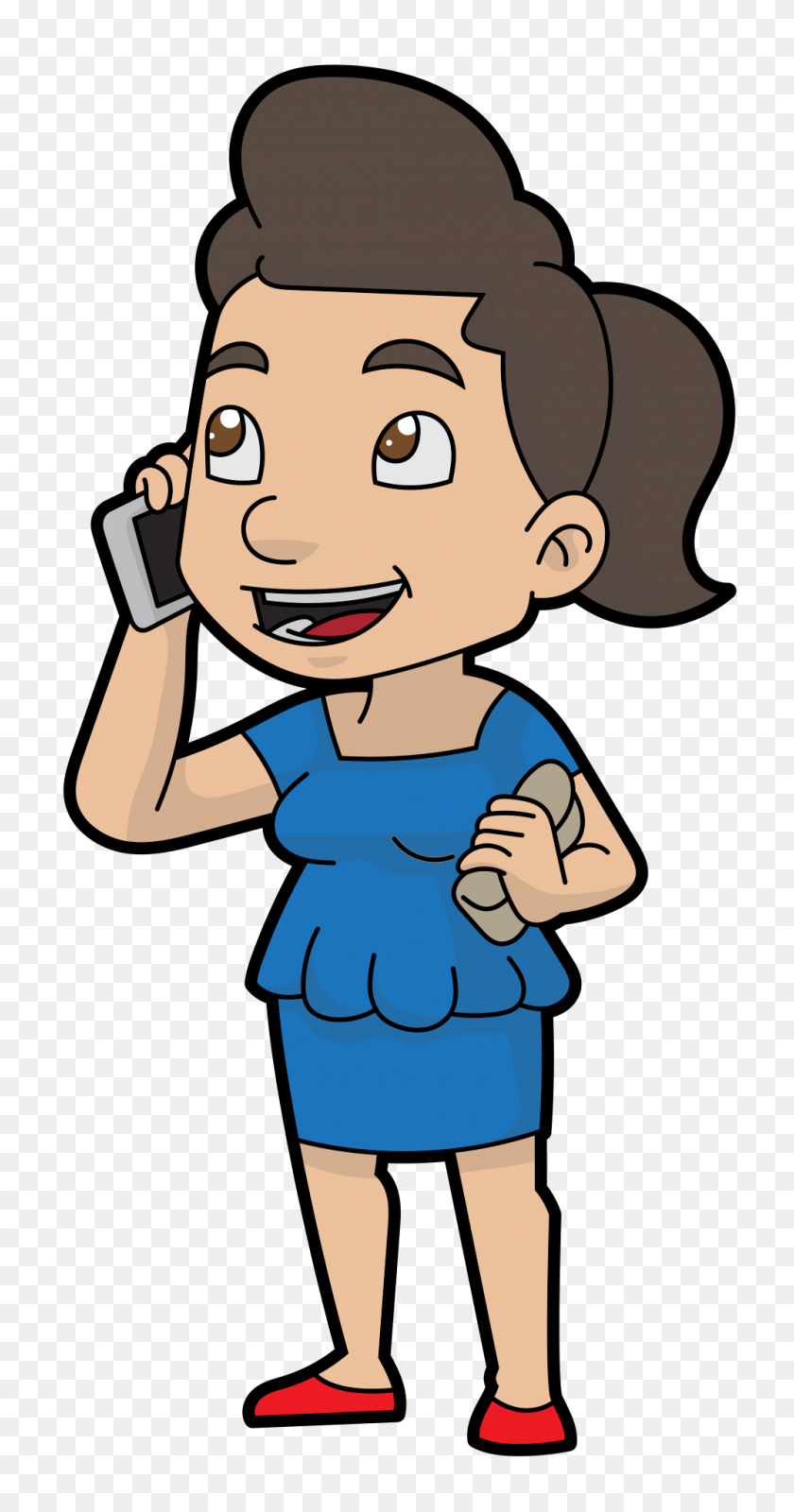1000x1975 A Cartoon Businesswoman Chatting On The Phone - Talk On The Phone Clipart