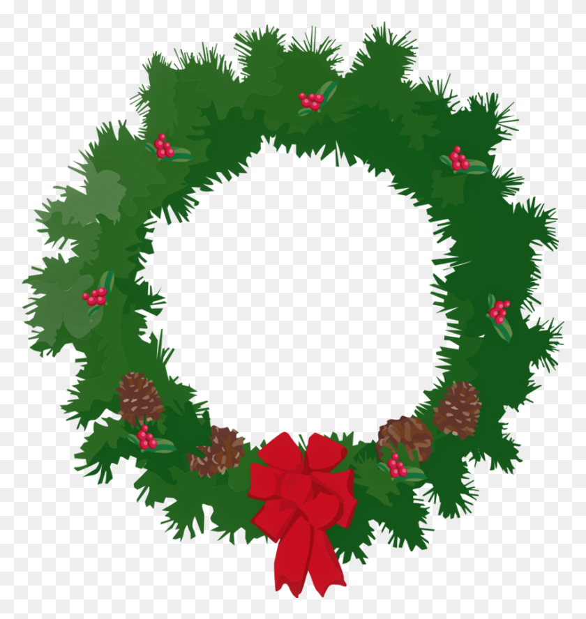 848x901 A Christmas Wreath - Merry Christmas Wreath Clipart