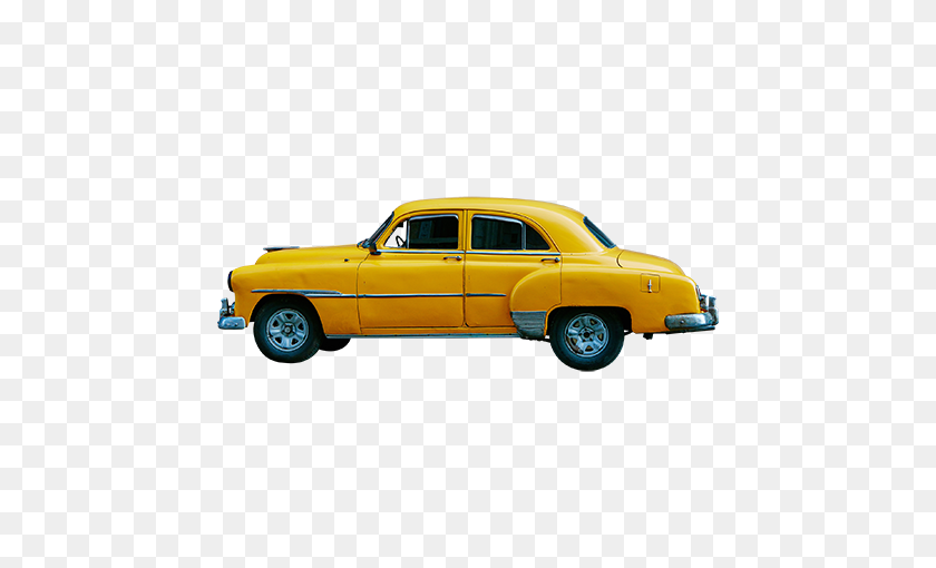 450x450 A Classic Car Painted A Bright School Bus Yellow Viewed - Vintage Car PNG