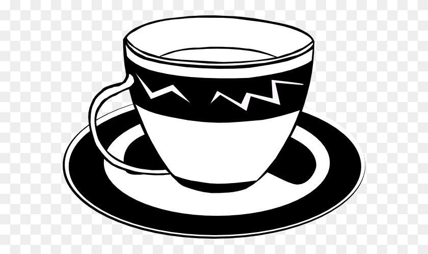 594x438 Чашка Чая - Кофейная Кружка Клипарт Черно-Белый