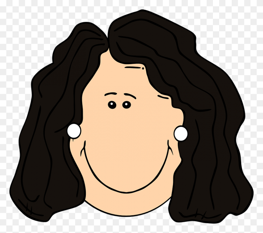 821x720 A Girl Clipart With Black Hair, Free Download Clipart - Girl With Curly Hair Clipart