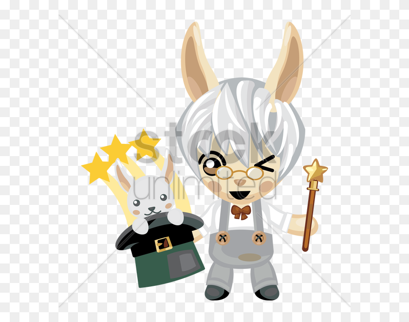 600x600 A Man With Bunny Ears With A Magician Hat And Wand Vector Image - Bunny Ears PNG