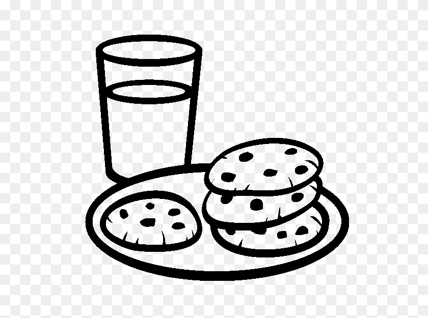 531x565 A Plate Of Cookies With A Glass Of Milk Coloring Pages - Muddy Pig Clipart