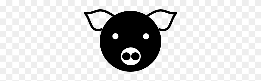 300x203 A Simple Pig Clip Art - Pig Face Clipart Black And White