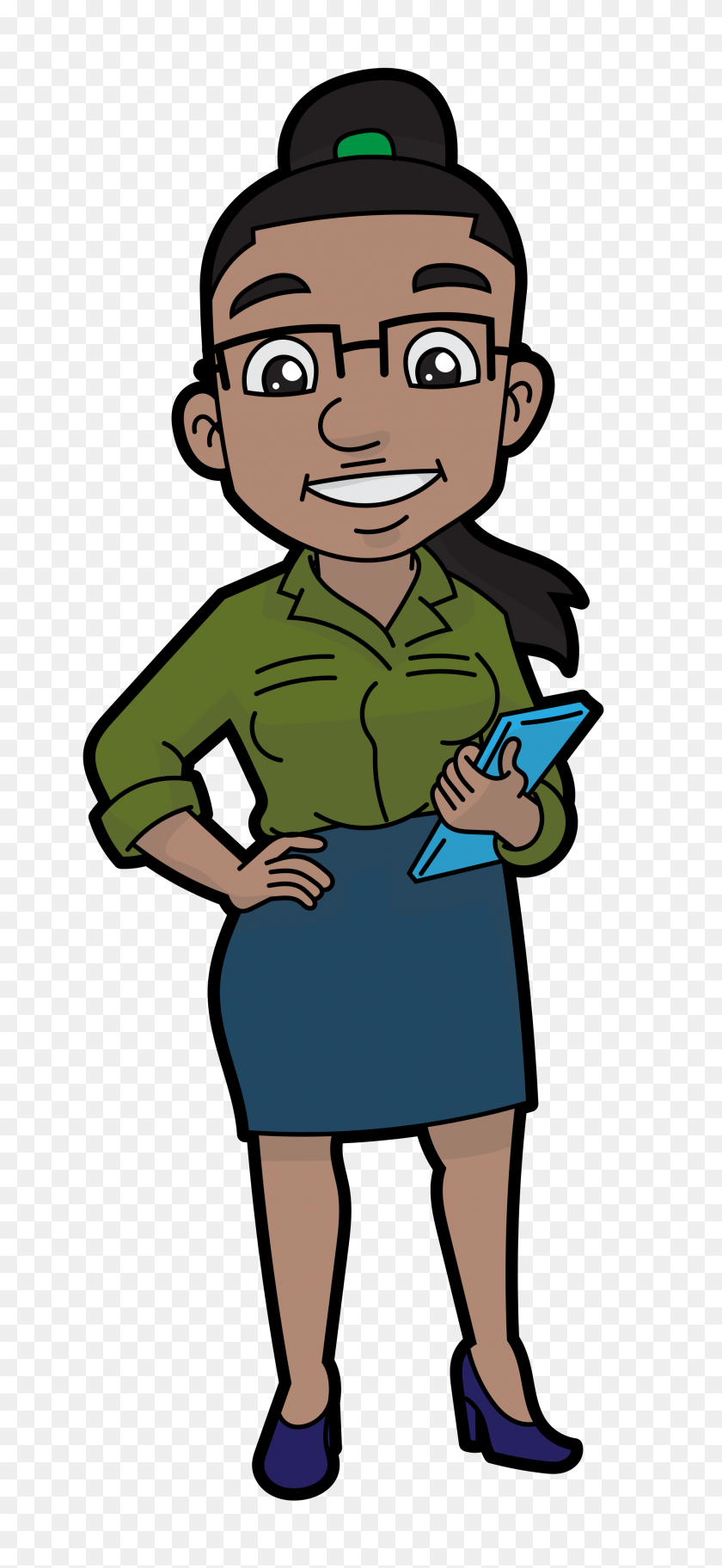 2000x4522 A Smart Black Businesswoman Cartoon - Smart Cookie Clipart