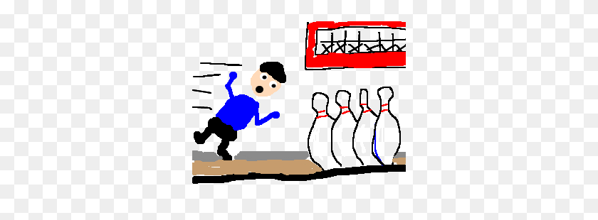 300x250 A Wii Mii Hurtles Toward Bowling Pins! Drawing - Wii Bowling Clipart