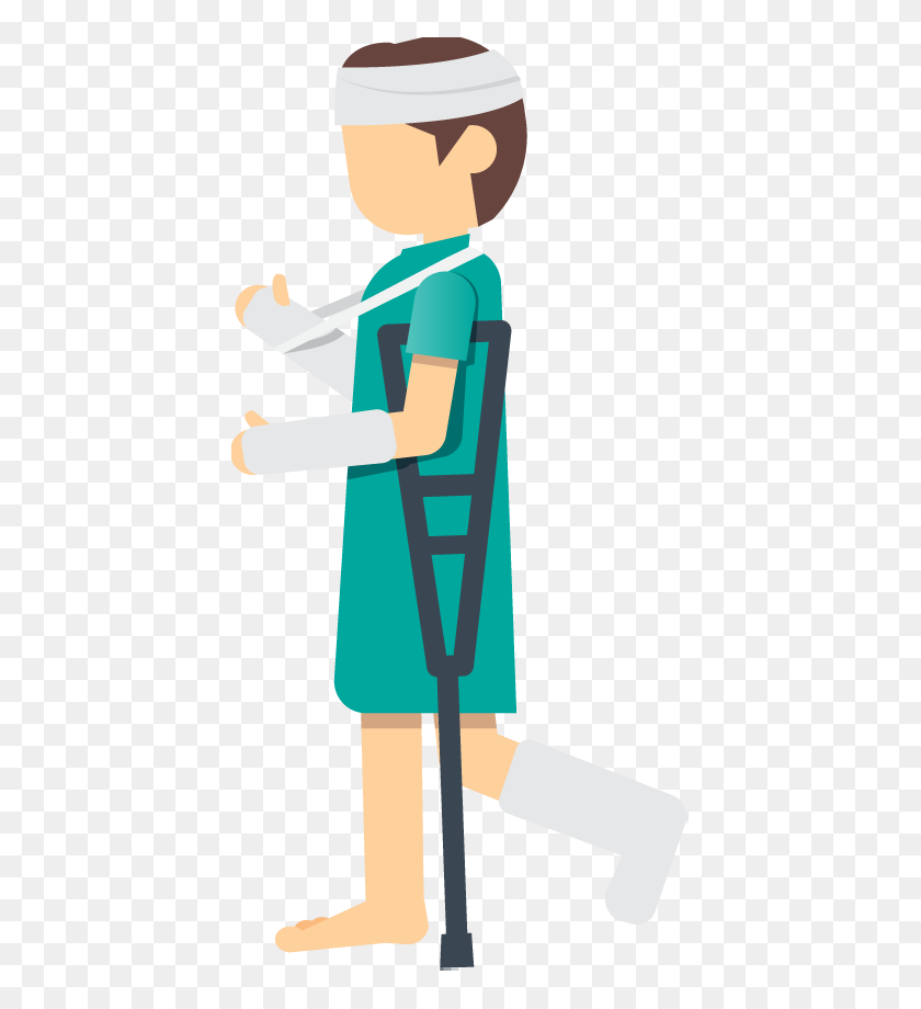 430x860 A Woman Patient With An Injured Leg Foot Or Ankle Using Crutches - Crutches Clipart