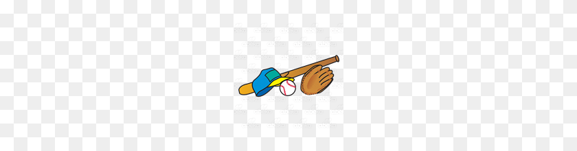 160x160 Abeka Clip Art Baseball Equipment Bat, Ball, Glove, And Hat - Softball Stitching Clipart