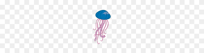 160x160 Abeka Clip Art Blue Jellyfish With Pink Tentacles - Tentacles PNG