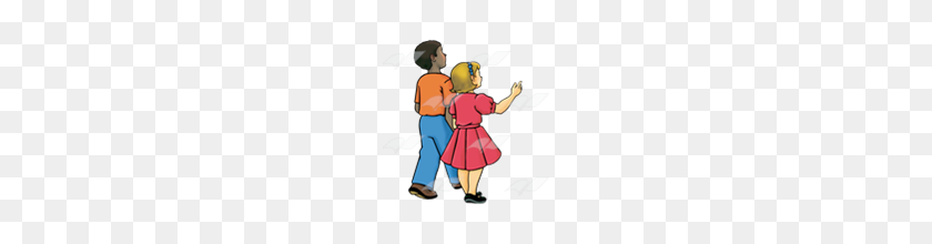 160x160 Abeka Clip Art Boy And Girl Walking Away - Girl Walking PNG