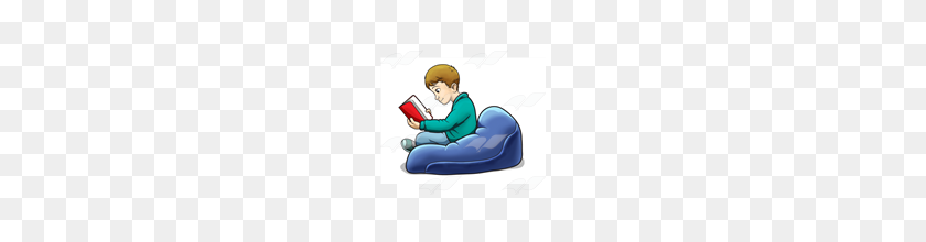160x160 Abeka Clip Art Boy In Beanbag Chair Reading Red Book - Sitting In A Chair Clipart