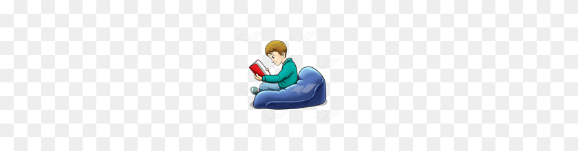 160x160 Abeka Clip Art Boy In Beanbag Chair Reading Red Book - Bean Bag Clipart