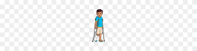 160x160 Abeka Clip Art Boy With Crutches Leg In Cast - Crutches Clipart