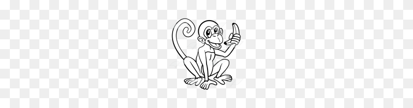 160x160 Abeka Clip Art Brown Monkey Eating A Banana - Monkey Banana Clipart