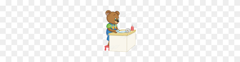 160x160 Abeka Clip Art Button Bear Washing Hands - Washing Dishes Clipart