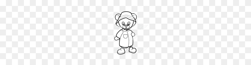 160x160 Abeka Clip Art Button Bear Wearing A Raincoat, Hat, Boots - Raincoat Clipart Black And White