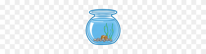 160x160 Abeka Clip Art Fishbowl With Rocks, Plants, And Treasure Chest - Fish Bowl PNG