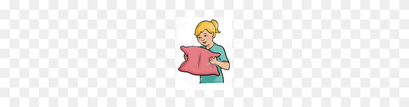 160x160 Abeka Clip Art Girl Holding Pillow - Pillow Clipart