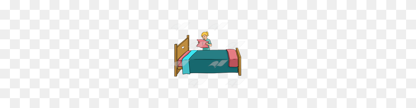160x160 Abeka Clip Art Girl Making A Bed With Pink, Blue - Bed Clipart PNG
