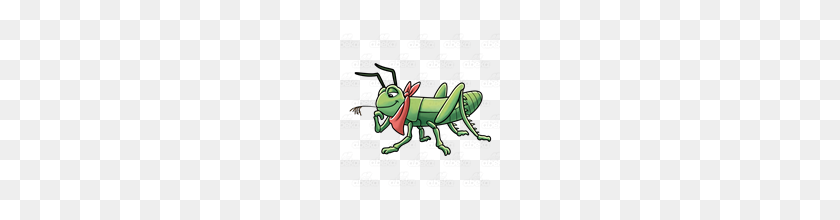 160x160 Abeka Clip Art Grasshopper Wearing A Neckerchief - Grasshopper PNG