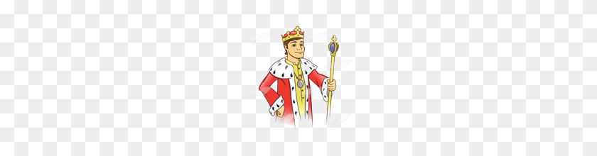 160x160 Abeka Clip Art King With Robe, Crown, And Scepter - Scepter Clipart