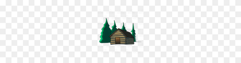160x160 Abeka Clip Art Log Cabin With Trees - Log Cabin Clip Art