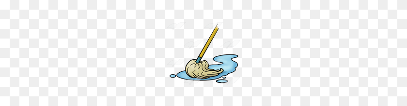 160x160 Abeka Clip Art Mop In Puddle - Mop PNG