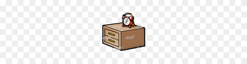 160x160 Abeka Clip Art Nightstand With Red Alarm Clock - Nightstand Clipart