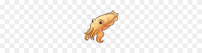 160x160 Abeka Clip Art Orange Cuttlefish - Cuttlefish Clipart