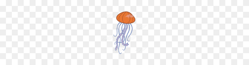160x160 Abeka Clip Art Orange Jellyfish With Purple Tentacles - Tentacles Clipart