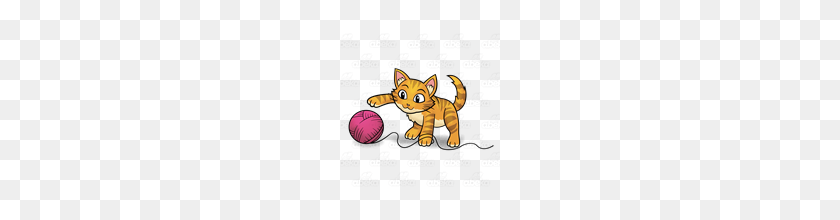 160x160 Abeka Clip Art Orange Kitten Playing With A Pink Ball Of Yarn - Kittens PNG