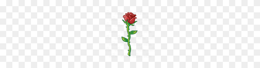 160x160 Abeka Clip Art Red Rose With Long Stem And Thorns - Rose With Thorns Clipart