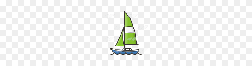 160x160 Abeka Clip Art Sailboat With Green Sail - Sailboat PNG