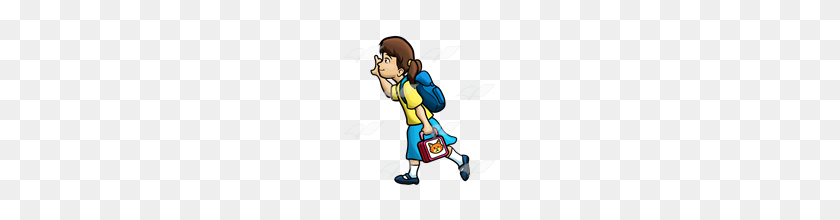 160x160 Abeka Clip Art School Girl With A Backpack And Lunchbox - School Girl Clipart