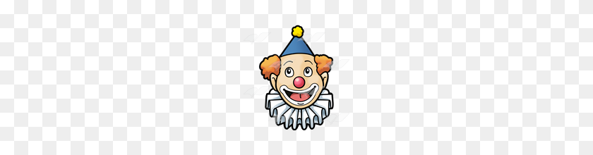 160x160 Abeka Clip Art Smiling Clown Face With A Blue Hat And White Ruffle - Clown Face PNG