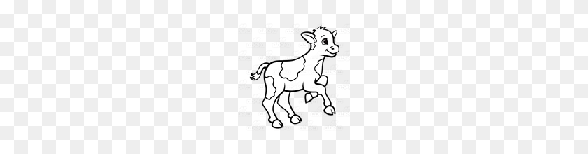 160x160 Abeka Clip Art Spotted Cow Calf - Cow And Calf Clipart