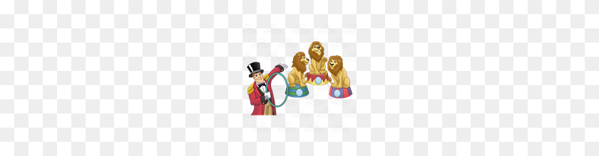 160x160 Abeka Clip Art Three Circus Lions With A Ringmaster Holding A Ring - Circus Lion Clipart