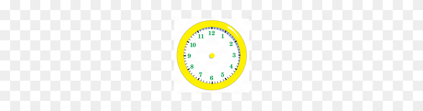 160x160 Abeka Clip Art Yellow Clock Without Hands, Has Green Numbers - Clock Hands PNG