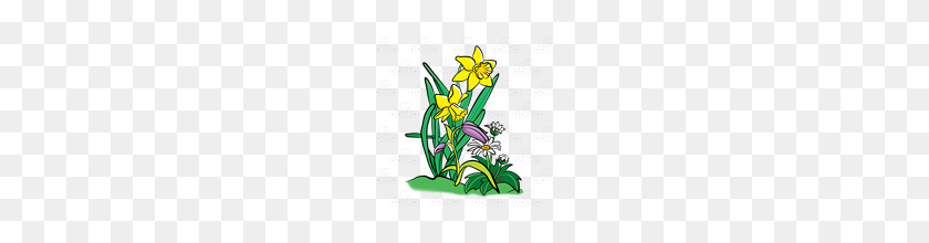 160x160 Абека Клипарт Желтые Нарциссы С Полевыми Цветами - Полевые Цветы Png