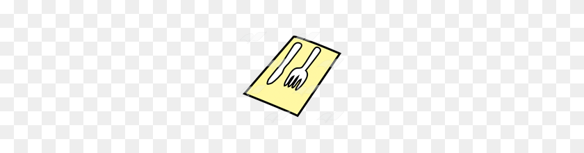 160x160 Abeka Clip Art Yellow Napkin With Fork And Knife - Napkin Clipart