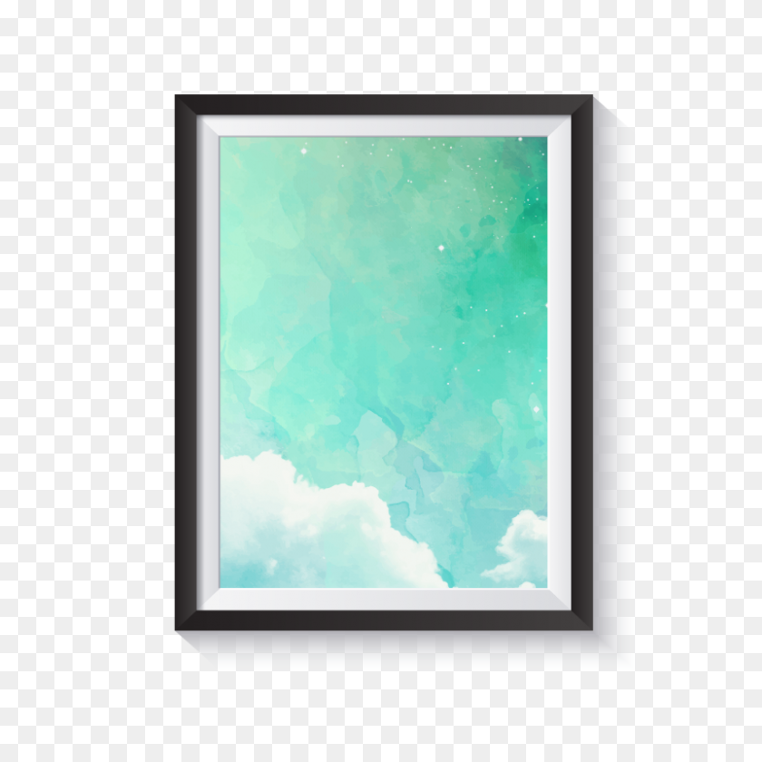 800x800 Above The Sky Text Blue Watercolor Minimal Nordic Print - Blue Watercolor PNG