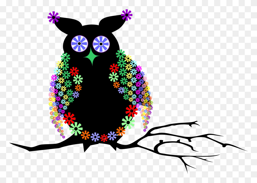 2331x1608 Abstract Floral Owl Vector Clipart Image - Gemini Clipart