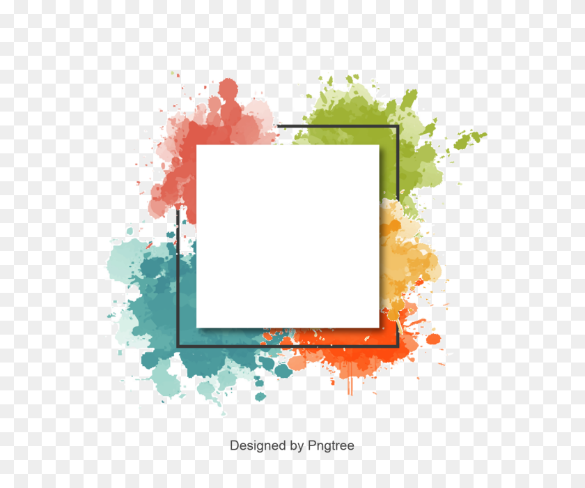 640x640 Abstract Watercolor Splash Frame And Border, Watercolor Border - Picture Border PNG