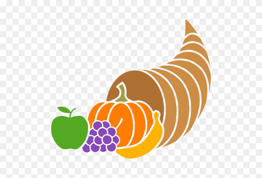512x512 Abundance, Basket, Cornucopia, Harvest, Horn, Plenty, Thanksgiving - Thanksgiving Basket Clipart
