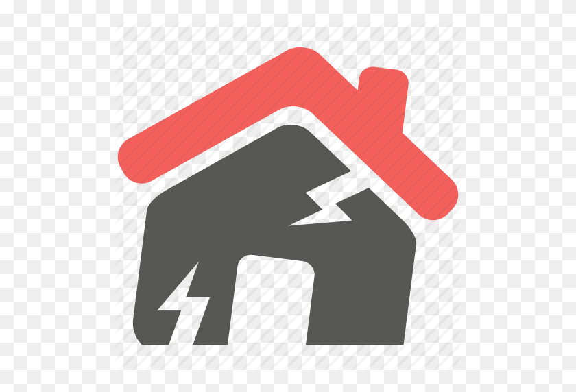 512x512 Accident, Disaster, Earthquake, Hazard, House, Insurance, Risk Icon - Earthquake Clipart